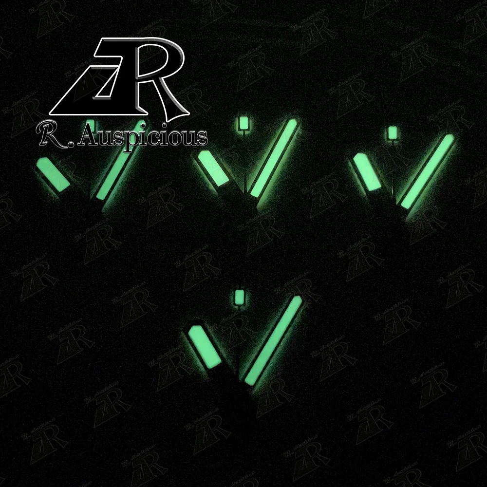 Luminous Green Watch Hands with Silver, Black, Gold, or Rose Gold Finish - Automatic Movement Watch Accessories