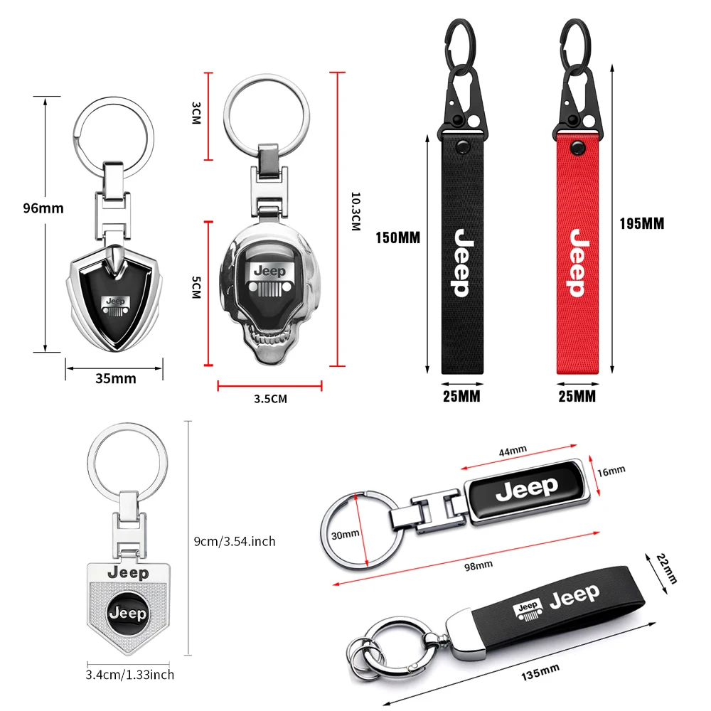 Car Key Rings Car 3D Metal Leather Key Rings Holders Keyring Keychain Styling Accessories For Jeep Renegade Wrangler jk Compass Grand Cherokee