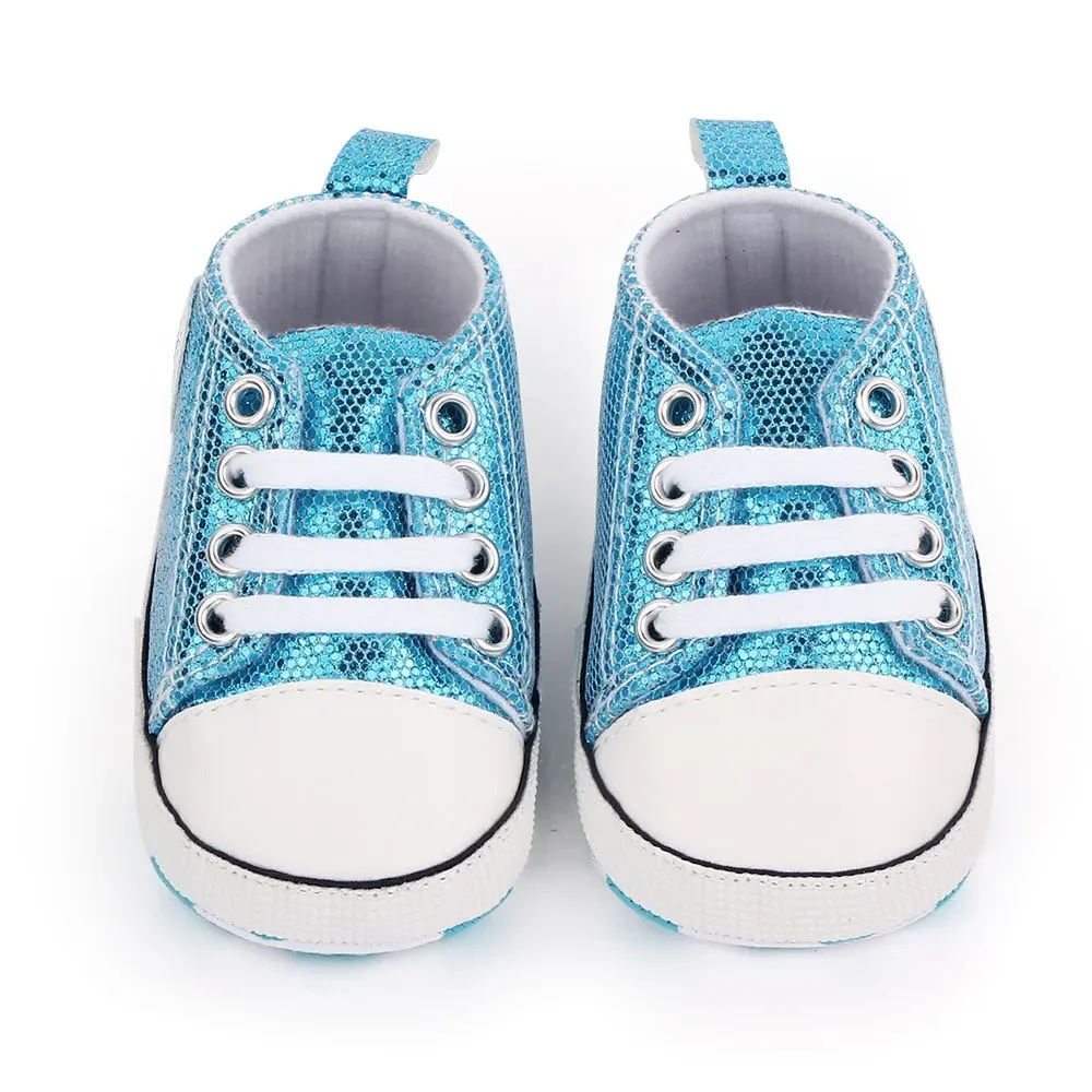 2025 Newborn Sequined Canvas Baby Sneakers Casual Baby Boys Girls Toddler Multi-Color Soft Sole Non-slip Walking Shoes 0-18Month 4