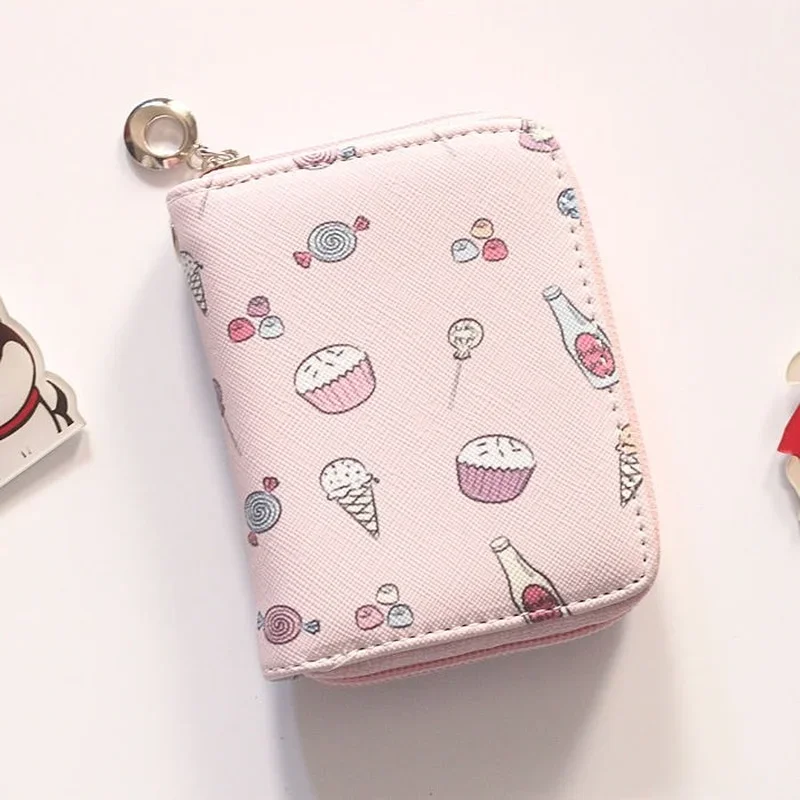 Cartoon Short Wallets Women Zipper Girl Coin Money Cards Purses Korean Small Fresh Fruit Pattern Pocket Change Wallet מכבי חיפה