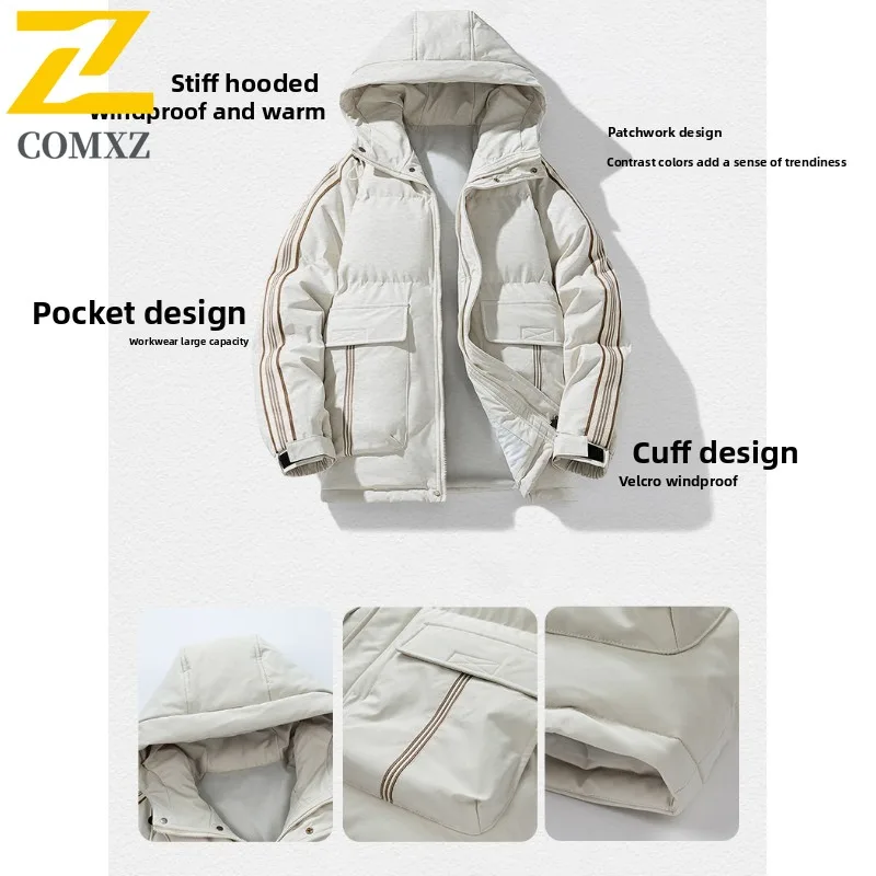 COMXZ 2025 New Men Women Thickened Warm Puffer Jacket Autumn Winter Cotton Coat Loose Windproof Casual outdoor sports Outerwear