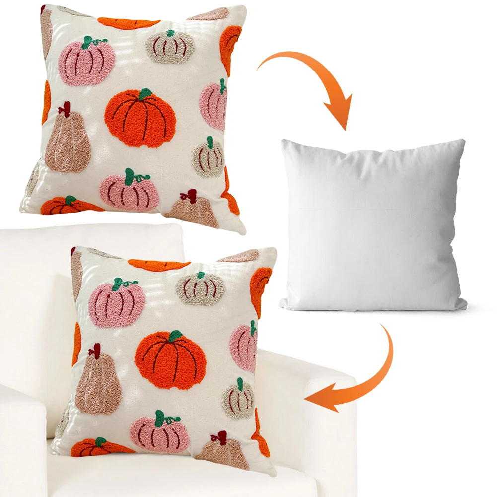 1/2PCS Halloween Ghost Pumpkin Pillowcase 45*45cm Washable Embroidered Pillow Cover Halloween Decor for Sofa Couch Living Room