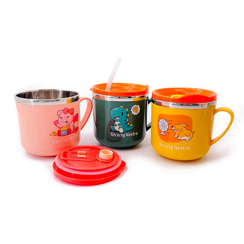 250ML Baby Feeding Cup Stainless steel Straw Cup Baby Learning Feeding Sippy Anti-Hot Leakproof Toddler Water Bottle water bottle drinking cup water cup feeding cup