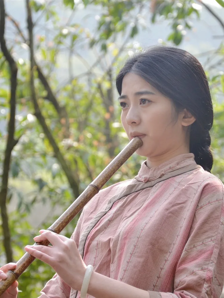 YPXD Qin Xiao Flute Purple Bamboo Flute Vertical 8-Hole Traditional Chinese Flute, G F Key Professional Musical Instrument