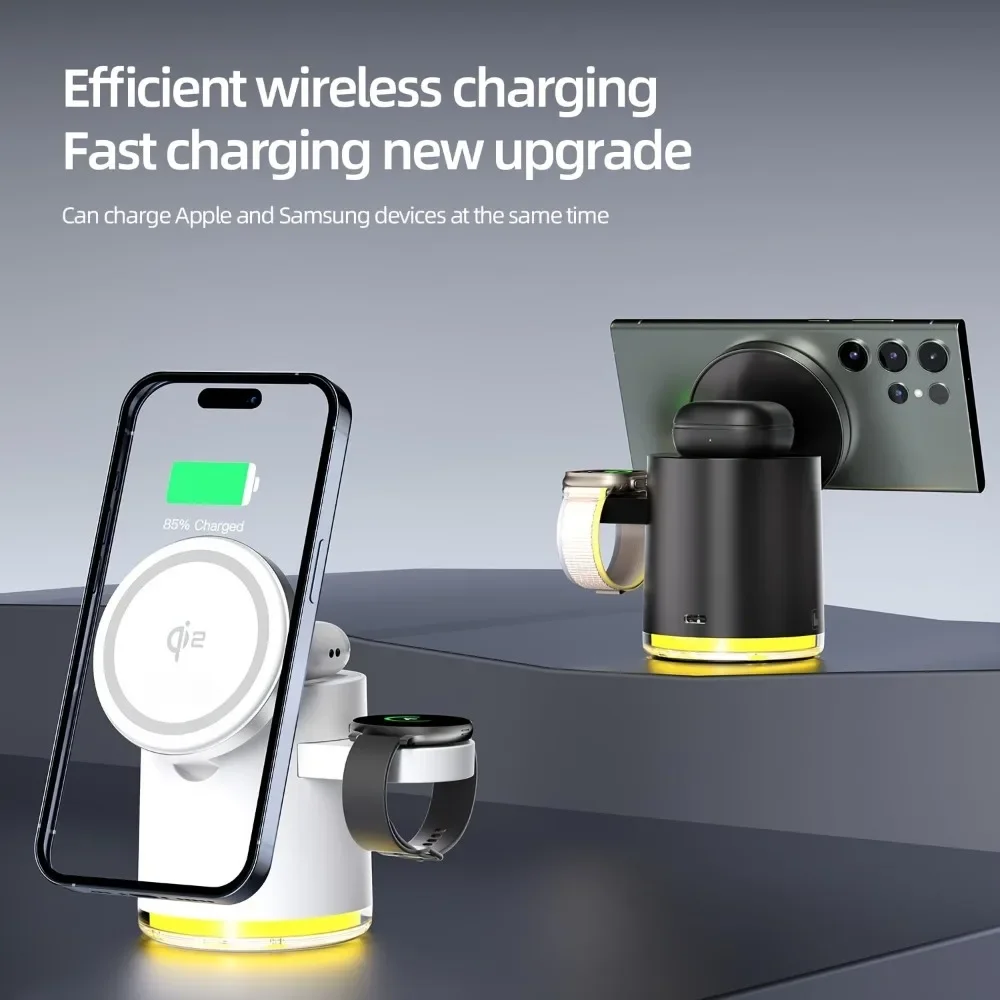 4 in 1 Foldable Fast Charging Station Qi2 15W Magnetic Wireless Charger for Magsafe iPhone16/15/14/13/12 Apple Watch AirPods Pro