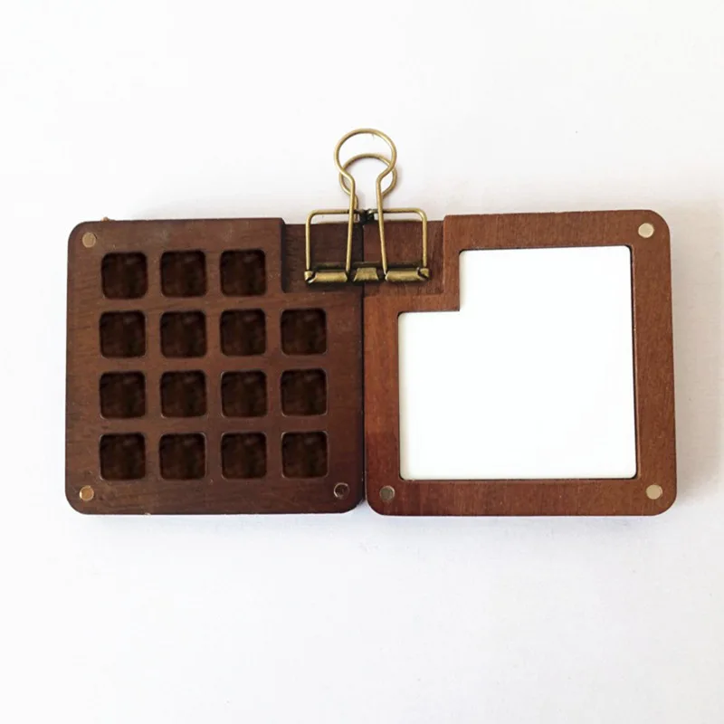 Empty Wooden Watercolor Palette Portable Mini Travel Watercolor Acrylic Paint Box Square Tray Box Art Painting Art Supplies
