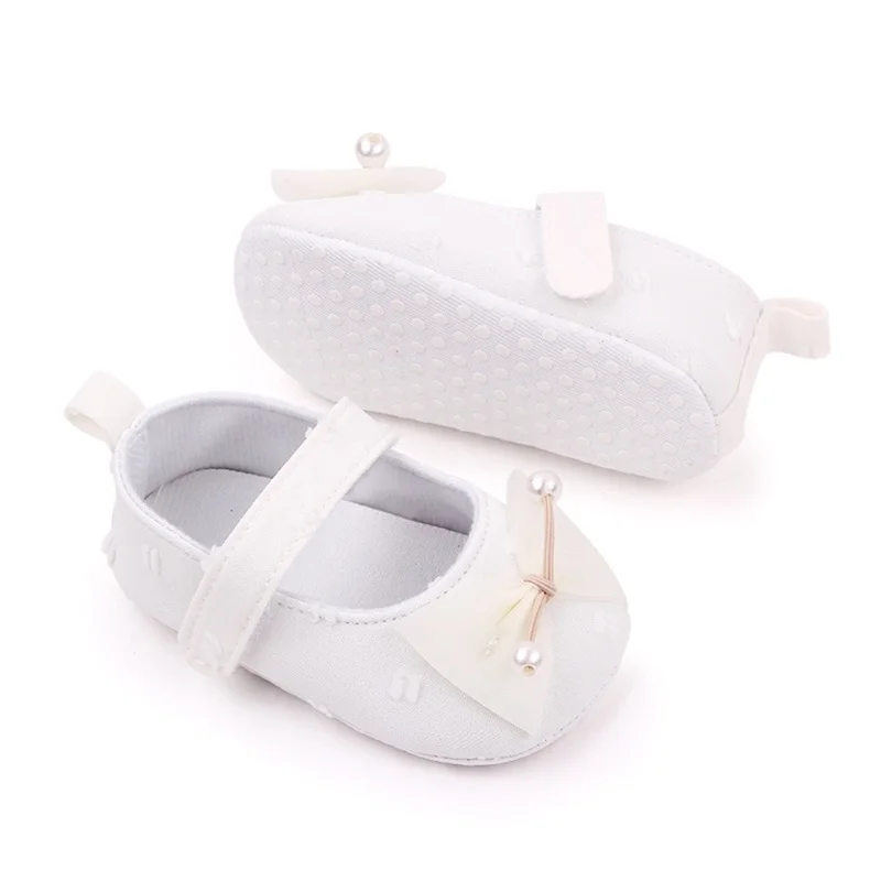 0-18months Baby Girls Bowknot Flats Soft Sole Shoes Non-Slip Princess Wedding Dress Walking Shoes For Newborn Girls 5
