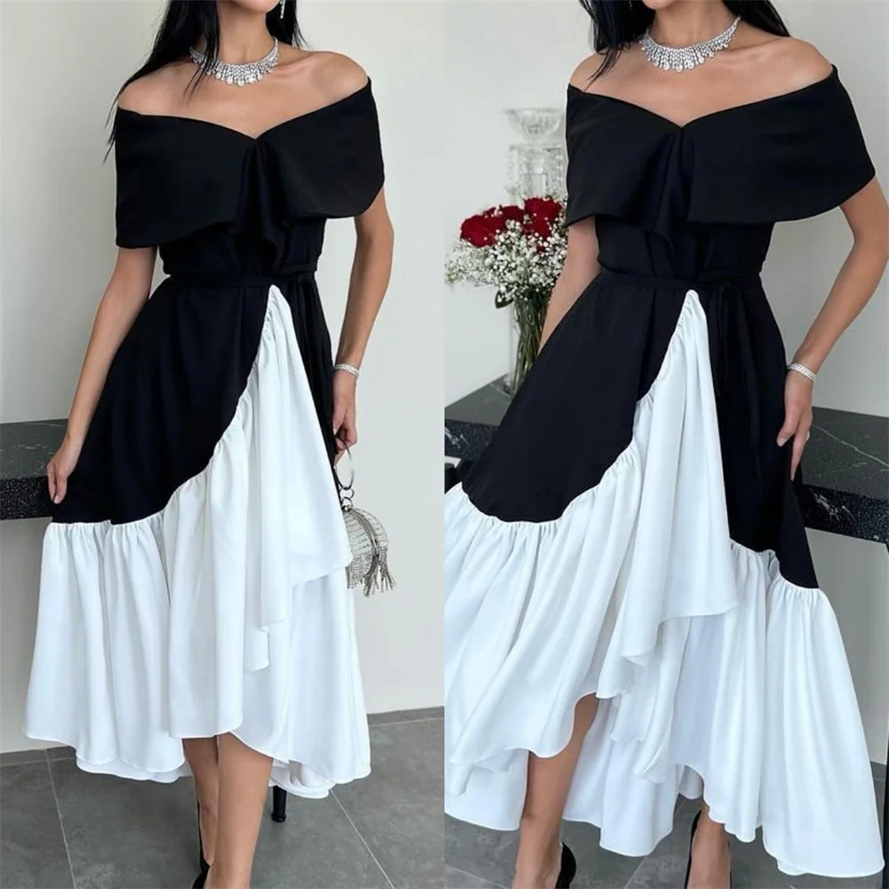 

Jiayigong Elegant Off-the-shoulder Sheath Cocktail Fold Draped ChiffonOccasion Evening Gown party dress women elegant luxury