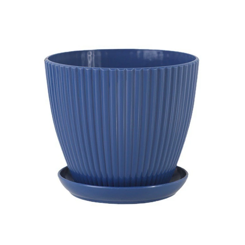 Decorative Plastic Flower and Succulent Plant Pot with Drainage Tray for Indoor and Outdoor Use