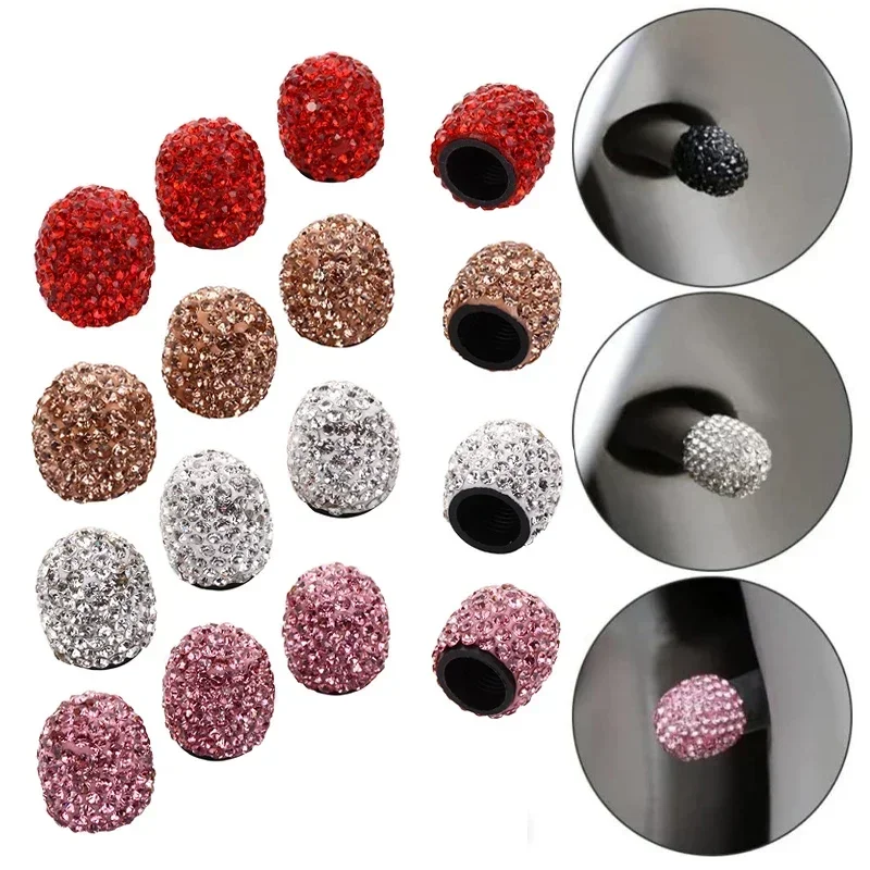 2/4pcs Diamond Car Tire Valve Caps Shining Dust-proof Wheel Valve Cover Vehicle Bling Crystal Valve Cap Car Styling Accessories
