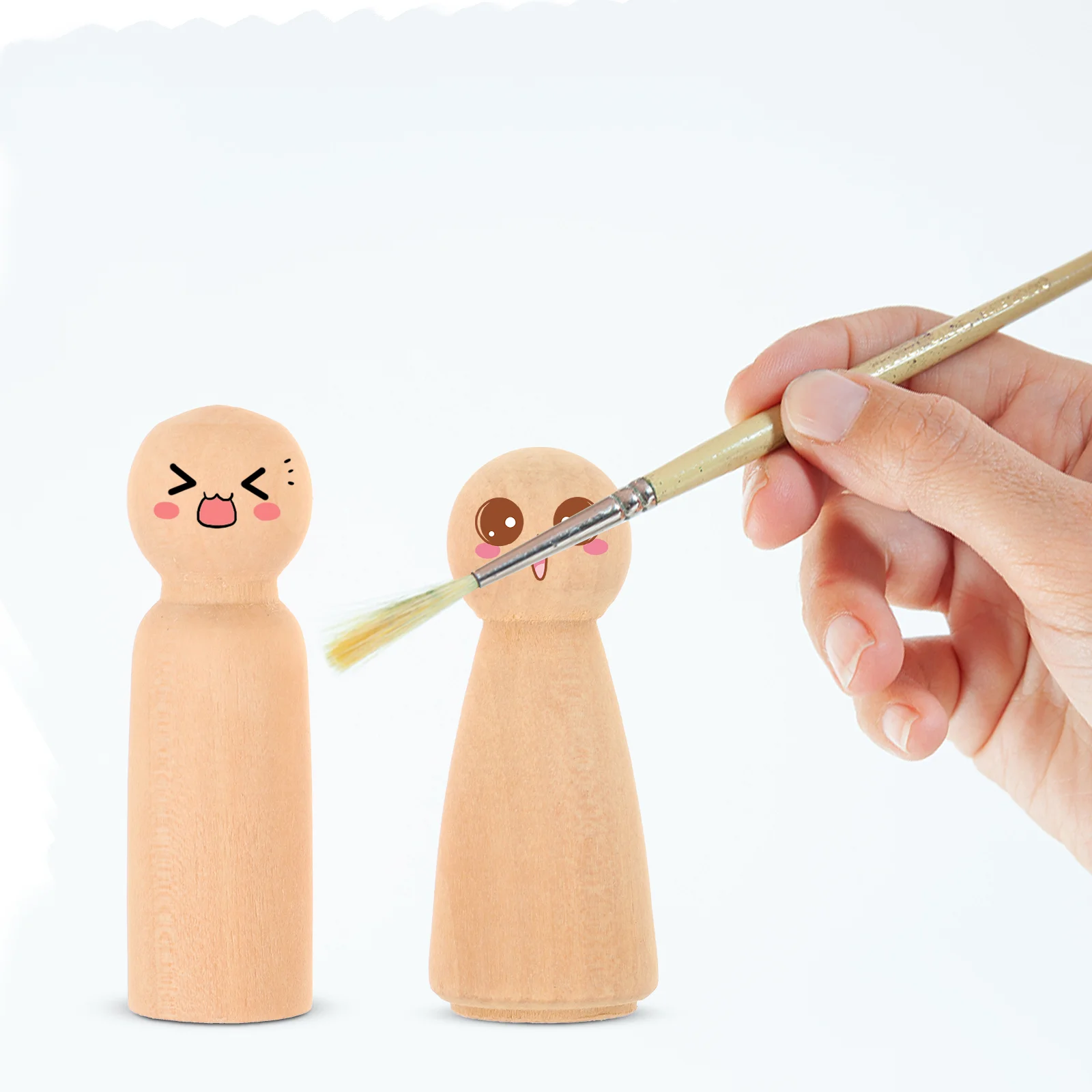 

Wooden Peg Dolls Natural Unfinished Wood Peg People Plain Blank Bodies Wooden Figures Peg People for Kids DIY Craft Pack of 20