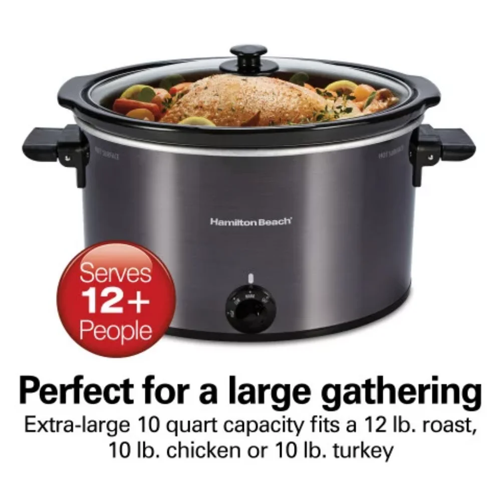 Slow Cooker, 10 Quarts, Extra Large, Black, 33191 Electric Food Steamer