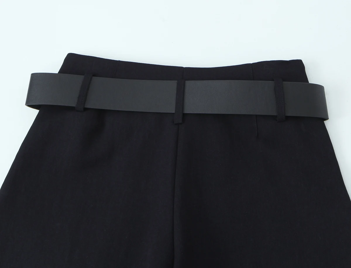 BSAY Damen-Herbstjacke, neu, 2025, Rundhalsausschnitt, langärmelig, goldfarben, einreihig, Knopf, kurze Anzugjacke oder lässige Shorts mit Gürtel – Detail 23
