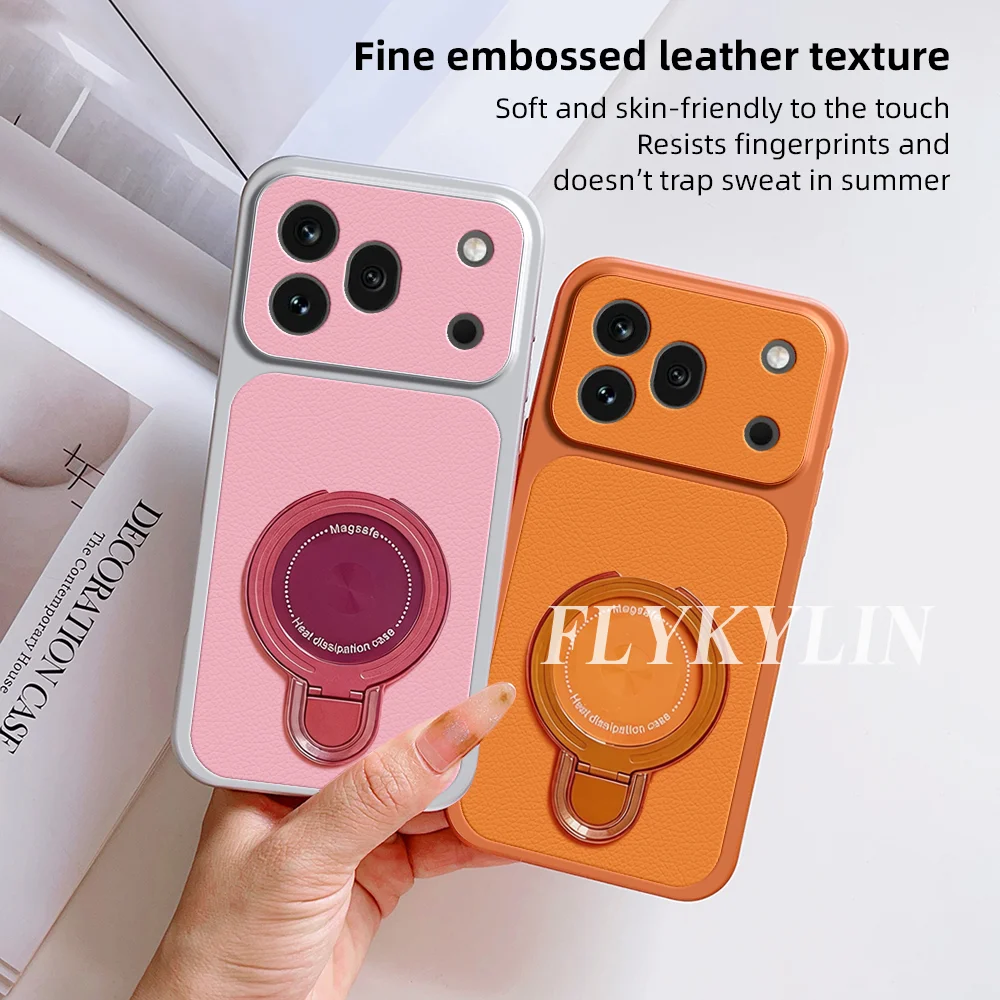 Lychee Leather Ultra-Thin Bracket Anti-Drop Protective Shell