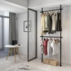 2 Tier Clothes Rack, Adjustable Lengths Clothing Rack for Hanging Clothes, Stainless Steel Free-Standing Garment Rack 1