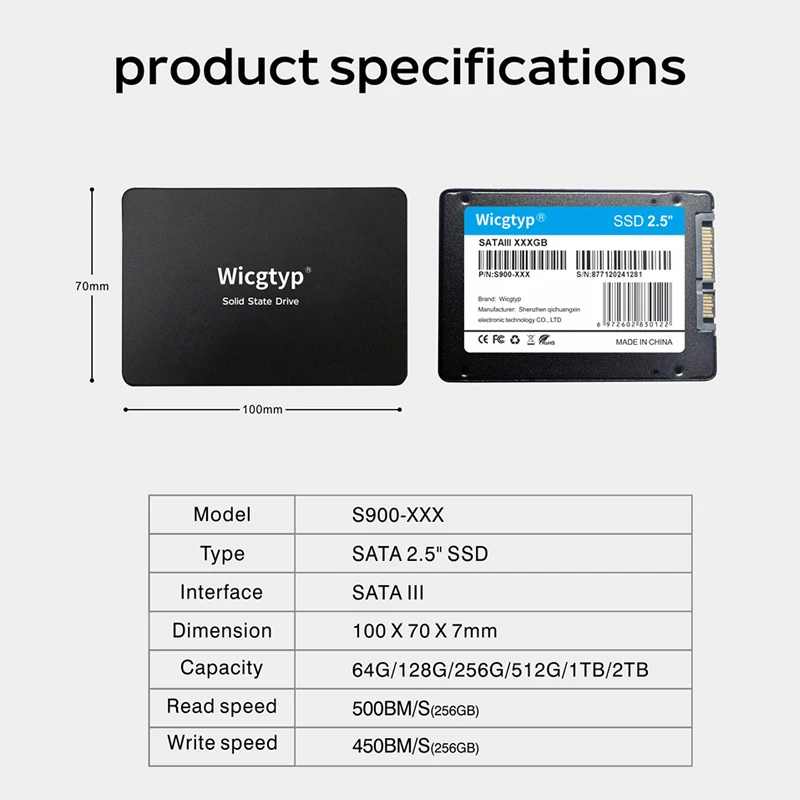 Wicgtyp Sata Ssd 240 gb 1tb ssd disk 128gb 256gb 512gb 1 tb Internal Solid State Drive 120GB 240GB 480GB 2TB 4TB 2.5 SATA3 SSD internal solid state drives