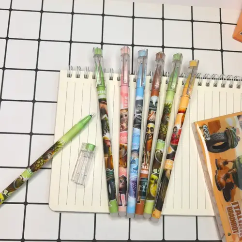 12pcs Tung Tung Sahur Italian Brainrot Wooden Stick Gel Pen Cartoon Signature Pen Individually Packaged Student Stationery Gift - Image 5