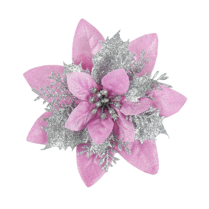 thumbnail image 1 of 5/10 piezas de flores navideñas grandes con purpurina de 14 cm para colgar en el árbol de Navidad, decoración navideña para el hogar, Año Nuevo, Navidad, 1 of 5