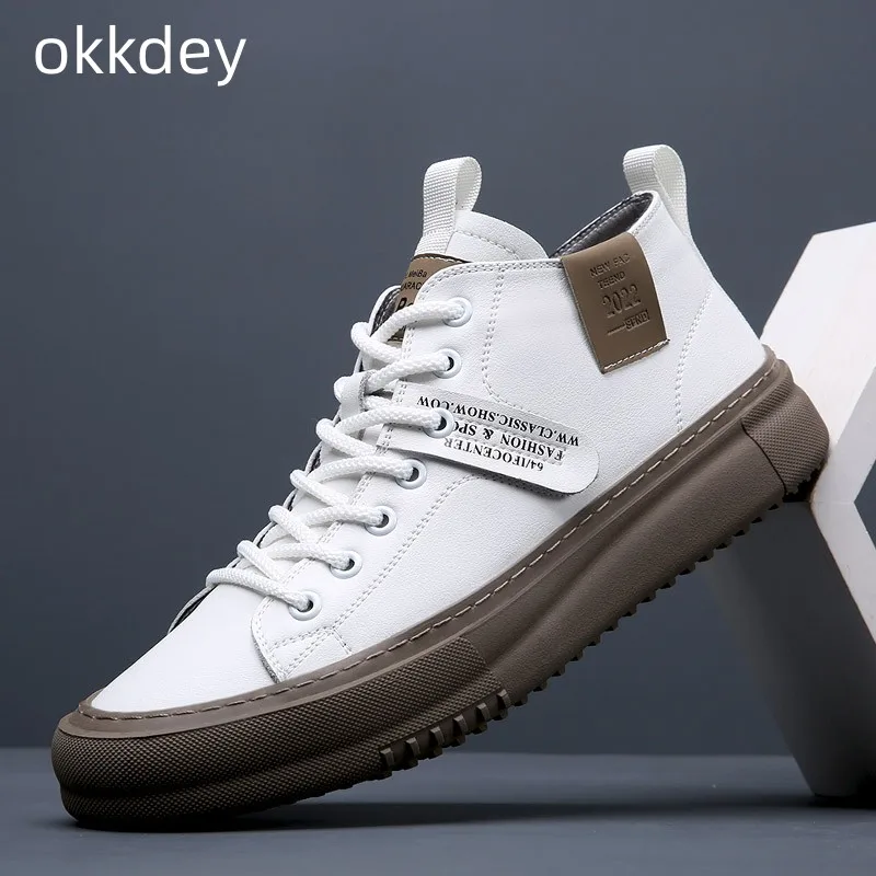Men's Leather Sneakers Dress Shoes Designer Fashion Platform High Top Leather Casual Outdoor Flats Shoes New In Spring Summer leather shoes