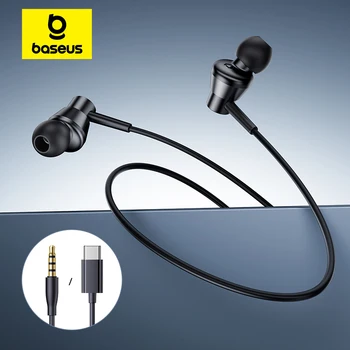 Baseus Encok CZ11/HZ11 Wired Earphones Type-C/3.5mm Jack Wired Headphones With Mic 120°Angle For Laptop Computer Tablet Phone