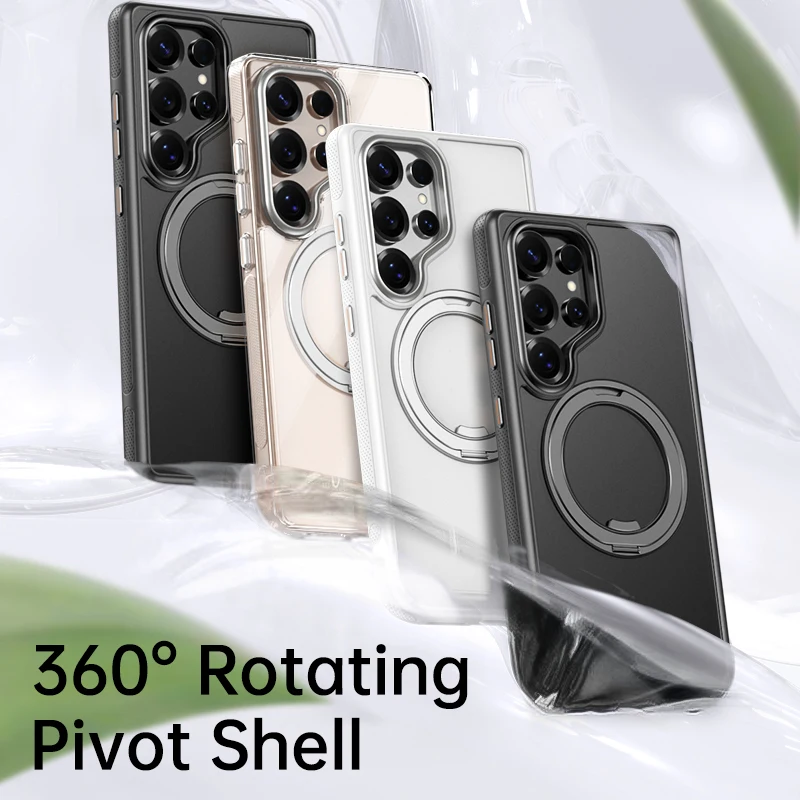 360° Rotating Magnetic Phone Case with Luxury Metal Bracket and Shockproof Protective Cover