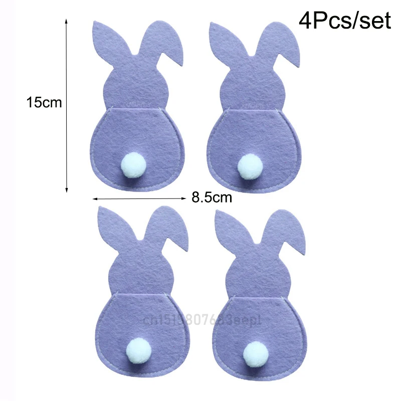 4 Portaposate A Forma Di Pulcino Per Pasqua, In Tessuto Riutilizzabile Per Tavola