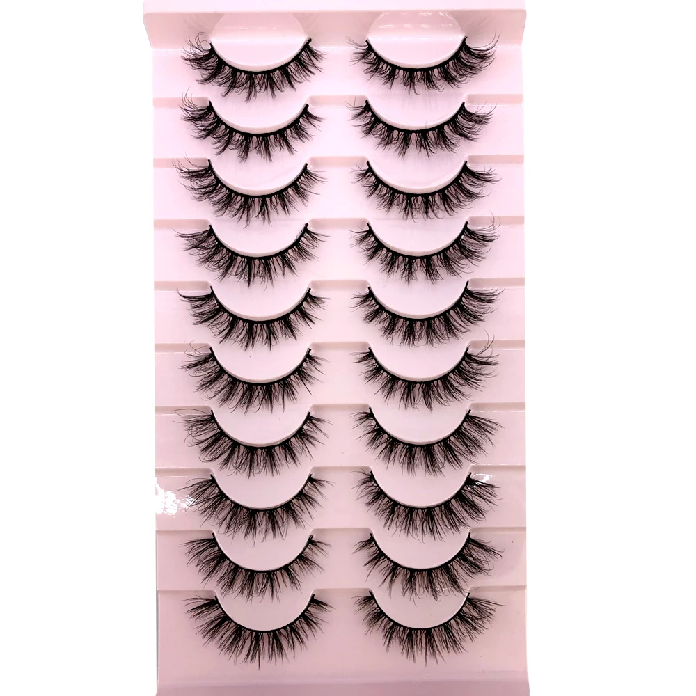 Soft Mink Eyelashes 3D Curl Winged End Eye Elongated Fake Lashes Thick Handmade Natural False Eyelash Messy Cross Lash Wholesale