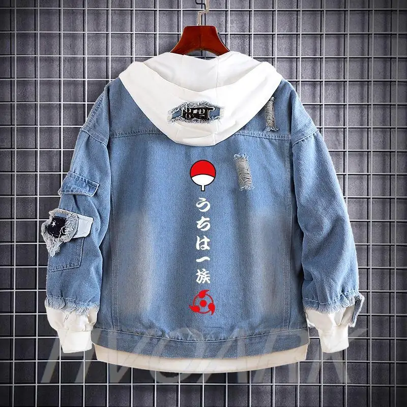 NARUTO Cosplay Jacket Uzumaki Costume Men Casual Jeans Coat Naruto Uchiha  Sasuke Women Autumn Denim Hooded Sweatshirt Tops - AliExpress