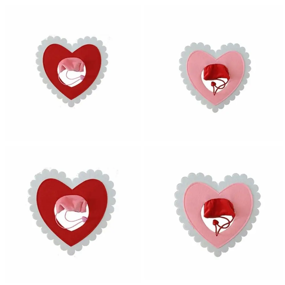 재미있는 하트 모양 고양이 개 모자 부드럽고 편안한 고양이 개 모자 애완 동물 액세서리 귀여운 개 코스프레 모자 발렌타인 데이