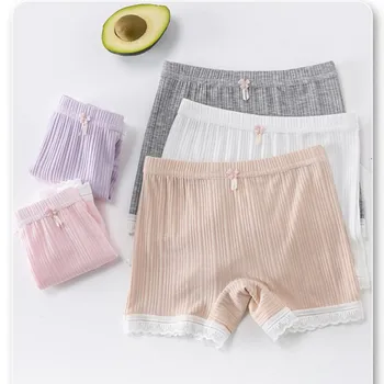 여아용 안전 팬티, 어린이 코튼 속옷, 어린이 속옷, 만화 해변 짧은 단색, 3-14 세