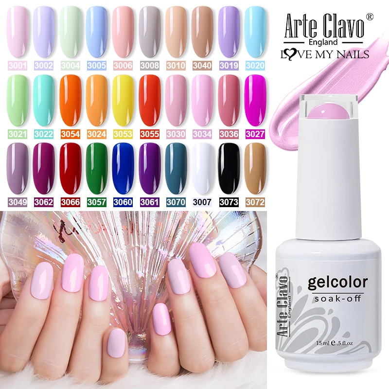 Arte Clavo 15ml Nail Gel Polish Semi Permanent Gel Varnish Base Top Coat UV LED Gel Polish Soak Off Nail Art Gel Nail Polish