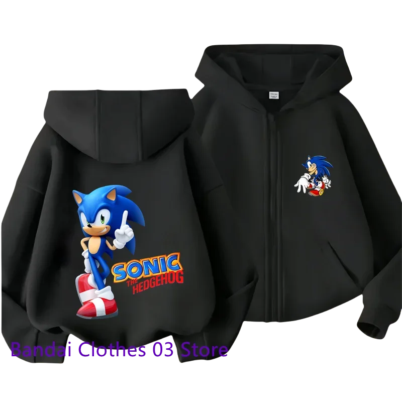 thumbnail image 1 of Sudadera con capucha y cremallera para niños Sonic Lightning 2024 con estampado de dibujos animados Otoño/Invierno Sudadera de manga larga Chaqueta informal Top 2-12 años Niños Niñas, 1 of 4