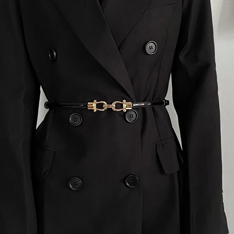 Damen verstellbare dünne Gürtel für Frauen Mode Skinny Mantel Kleid Hüftgurt Metall Haken Schnalle Bund – Detail 10
