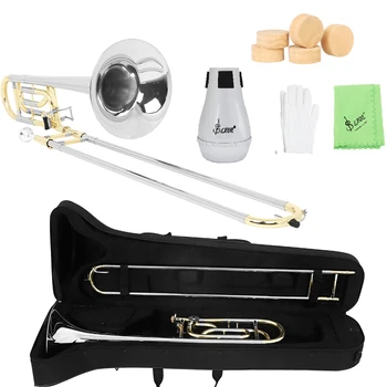 SLADE Tenor Alto Trombone Brass Bb Tone B Flat Wind Instrument with Trombone Cupronickel Mouthpiece & Accessories