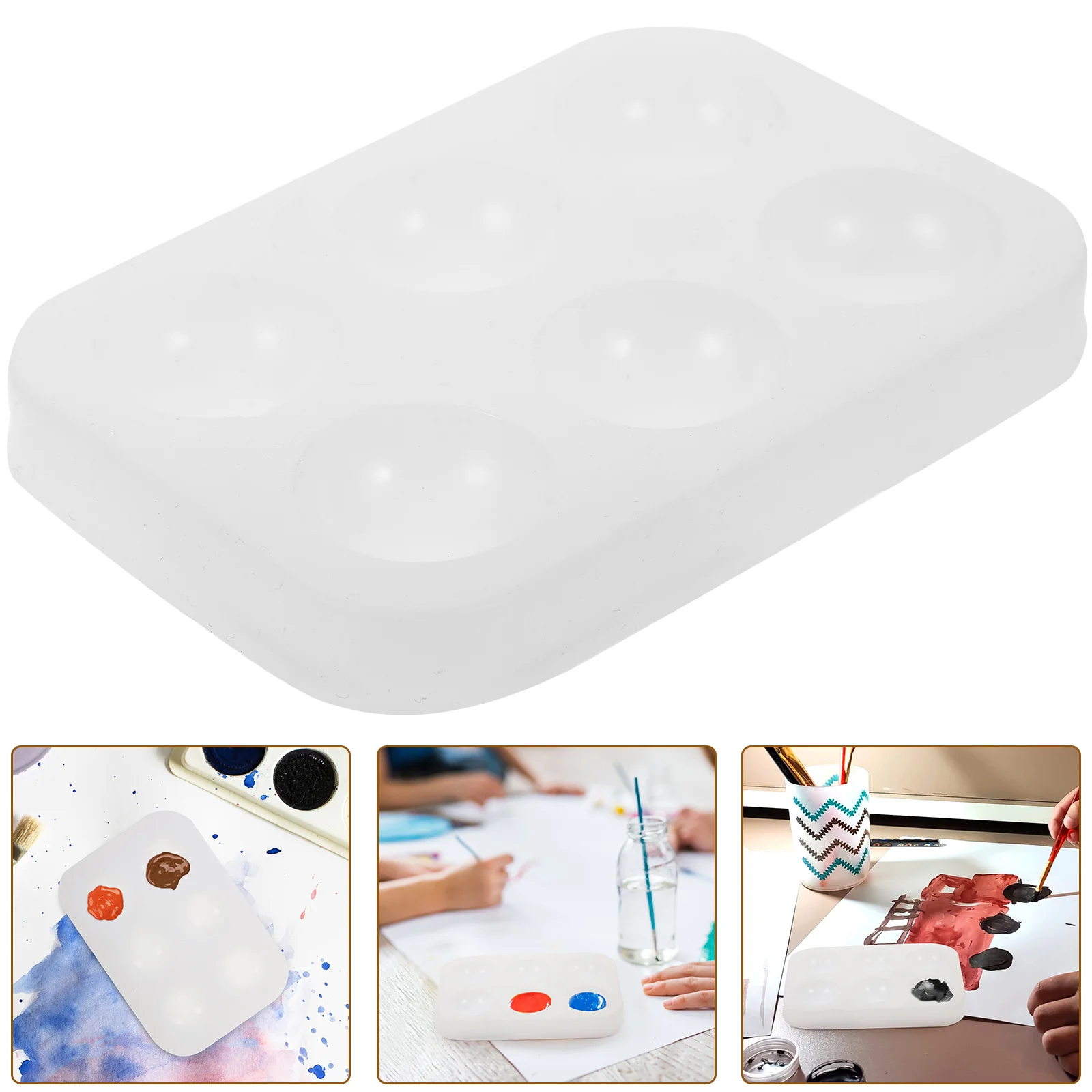 Six Holes Silicone Palette Watercolor Palette Empty Detailed Craftsmanship Reusable Long Life Small Pigment Easy Cleaning
