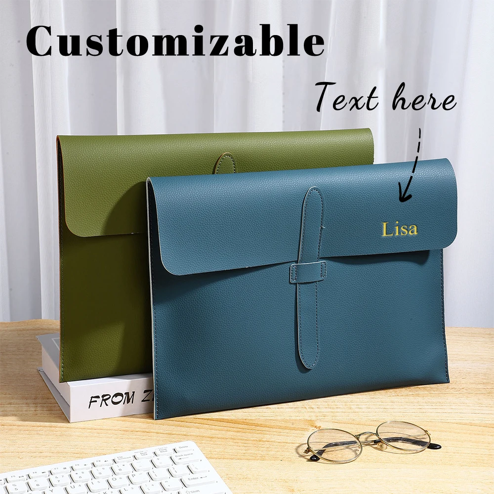 Sac de fichiers A4 à boucle en cuir avec nom personnalisé, sac pour documents d'affaires, sac de matériel d'examen, sac pour documents officiel