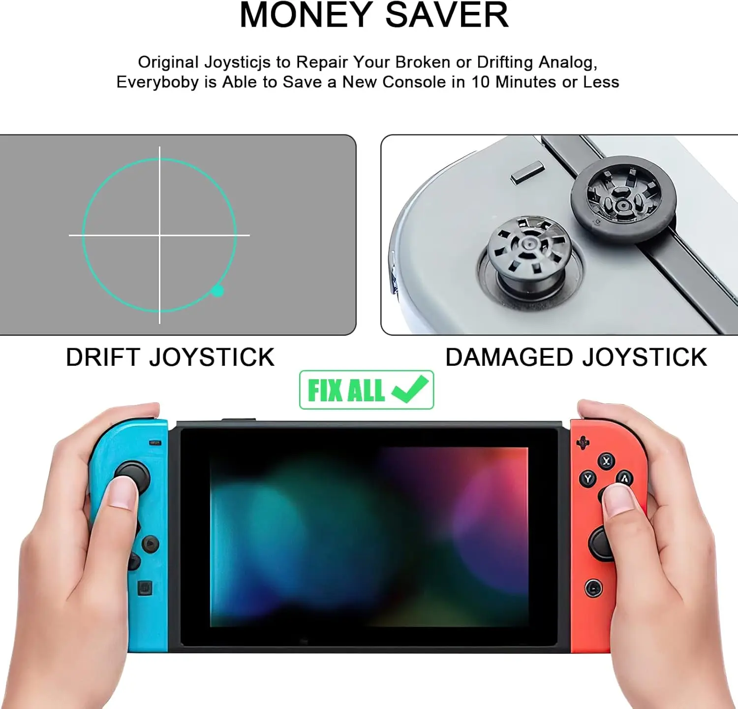 Nintendo Switch NS Lite Joycon 3D 아날로그 센서 조이스틱 모듈 교체 스위치 컨트롤러 왼쪽 오른쪽 엄지 스틱 캡