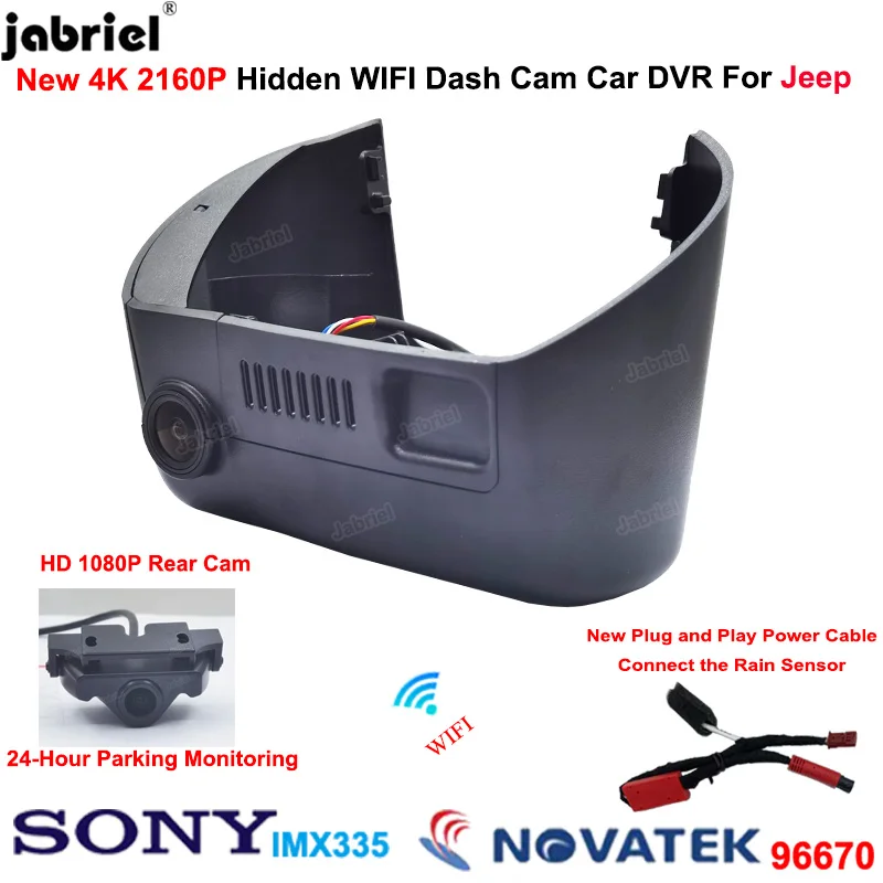 New 4K Dual Lens Dash Cam Car Dvr Rear Camera For Jeep Cherokee Dodge