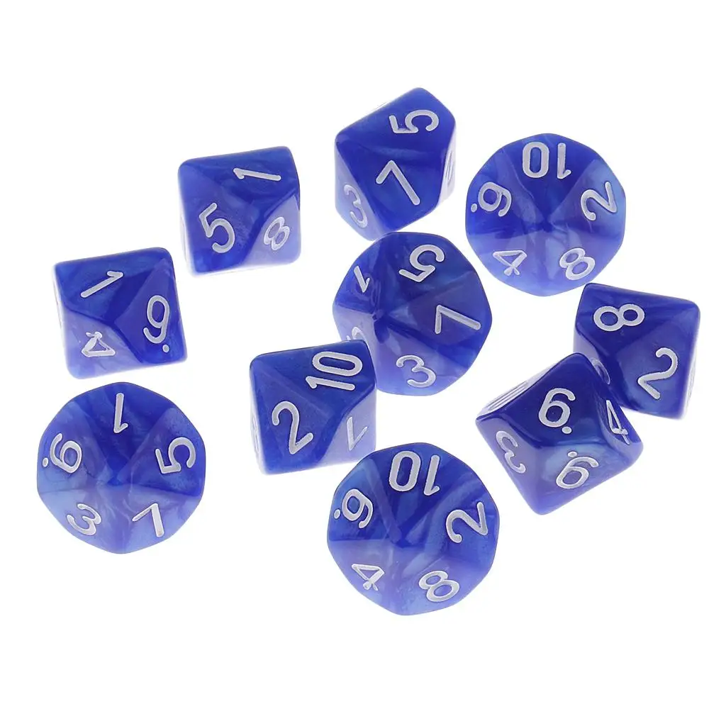 

MagiDeal, новинка, 10 шт., многогранные 10-сторонние игральные кости D10 для забавных семейных фотографий, барный клуб, Acce, 5 цветов на выбор