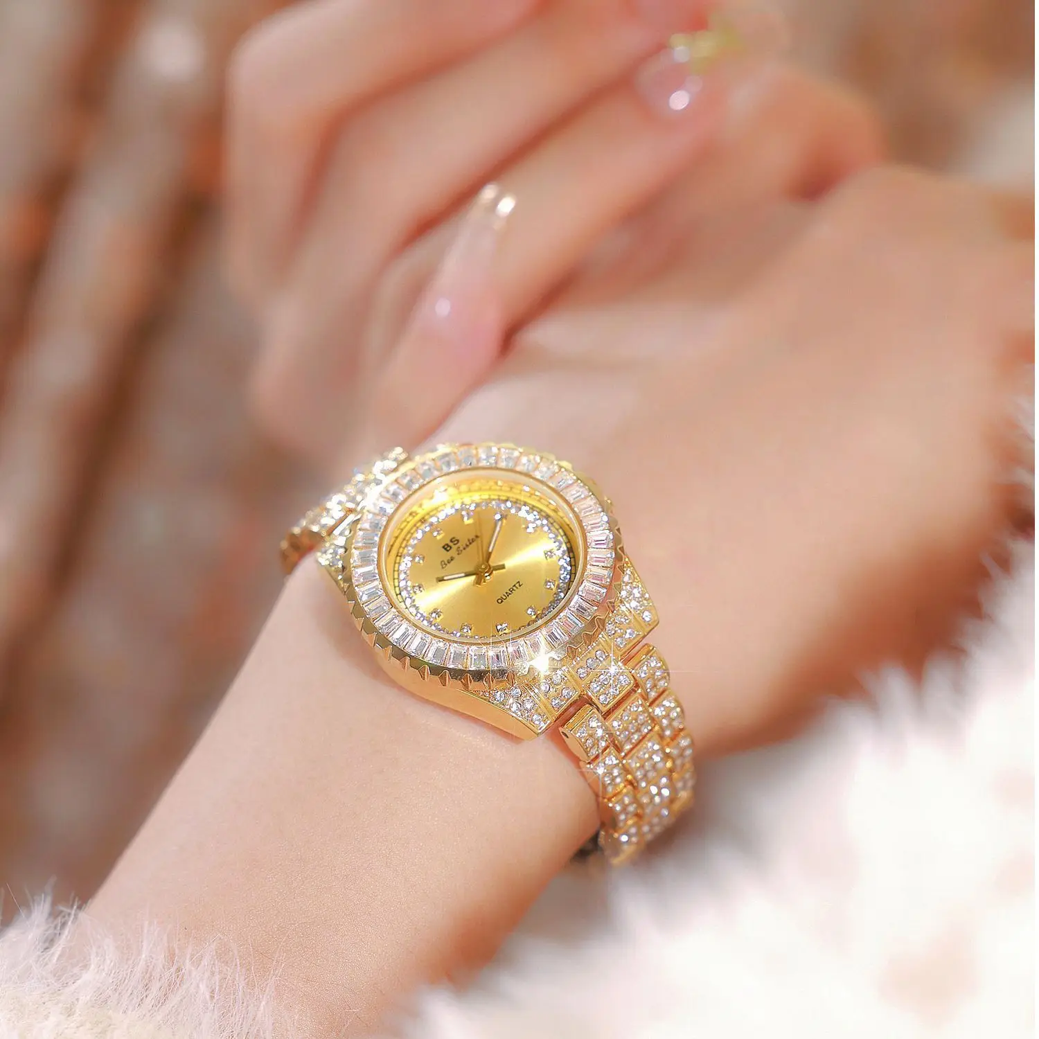 

BS Luxury Full Diamond Women's Watch Star reloj Fashion Trend Diamond Waterproof Quartz watch for women reloj mujer