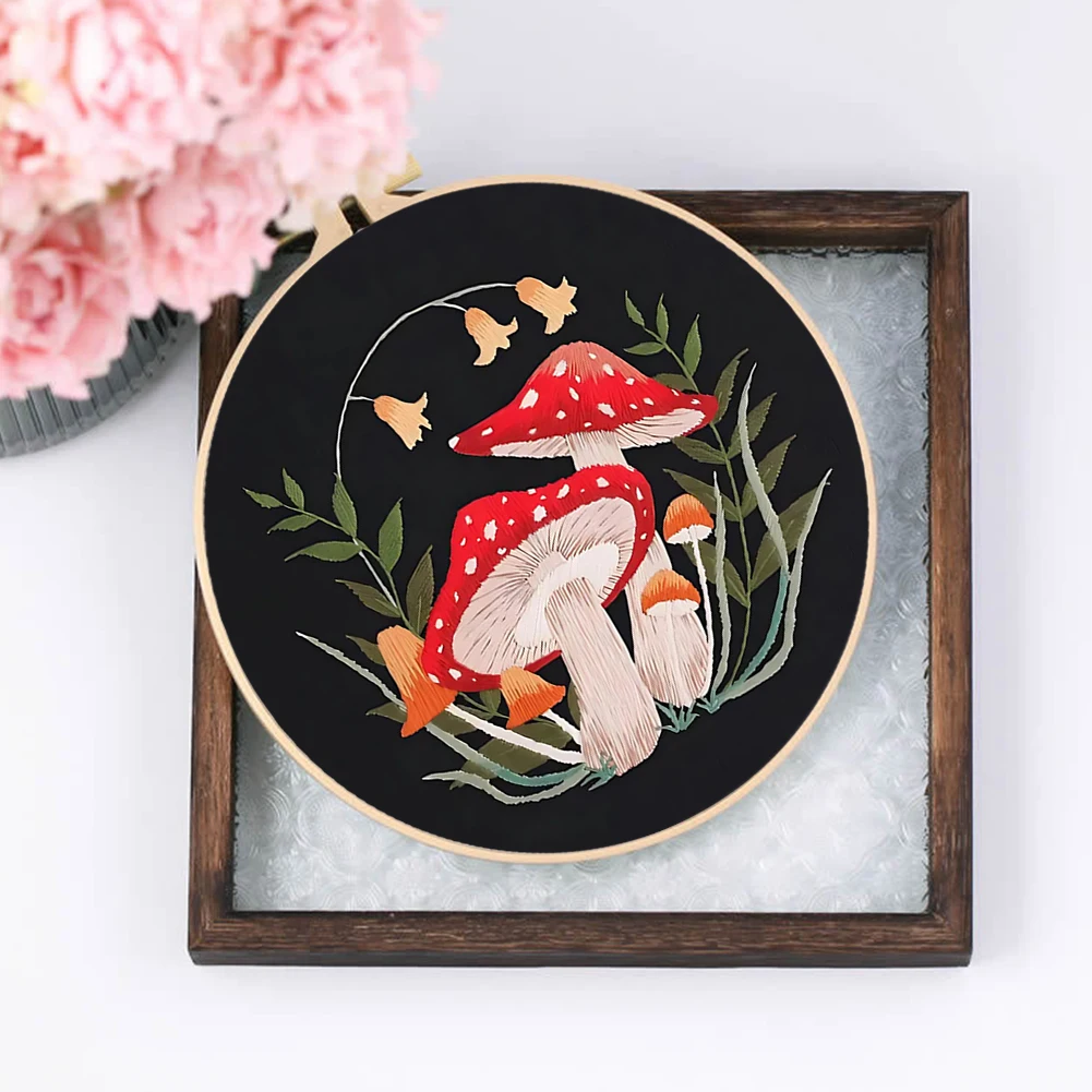 Flower Cotton Stamped Embroidery Cross Stitch DIY Starter Needlepoint Kit