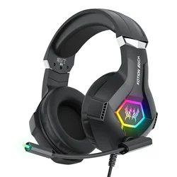 Immersive Wired Gaming Headset with Noise Cancelling Mic and RGB Lighting (Black)