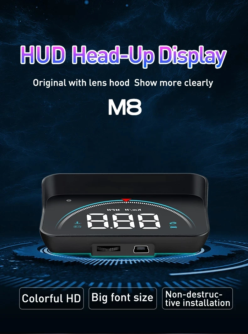 

Автомобильный проектор на лобовое стекло M8, OBD2, проектор на лобовое стекло, автомобильный электронный дисплей напряжения