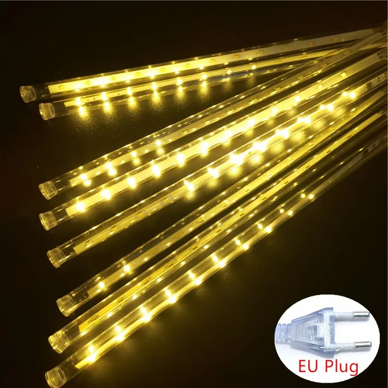 Guirnalda de luces LED de lluvia de meteoritos de 30/50 cm, decoración navideña para exteriores, bodas, calles y jardines, 32/24/12 tubos
