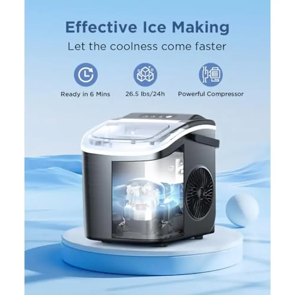 Stainless Steel Portable Ice Maker Machine Self-Cleaning 26.5lbs/24Hrs 6 Mins/9 Pcs Bullet Ice High Corrosion Resistance 2