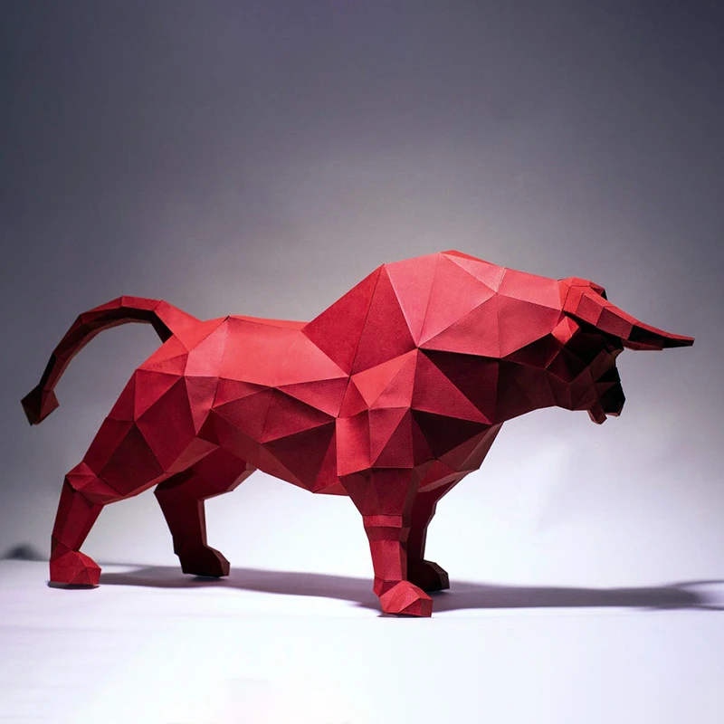 3D Paper Model Paper Jigsaw Puzzle 80CM Long Good Luck Bull Cow Home Decor 3D Paper Model Hand Made DIY Papercraft Origami Art Toys