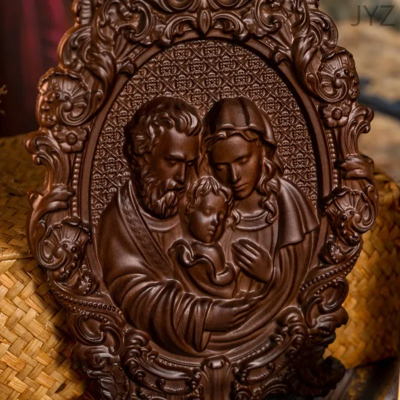 Religious Holy Family Wooden Icons Catholic Religious Items, Home Wall Decor Wood Carved Byzantine Icons Gifts