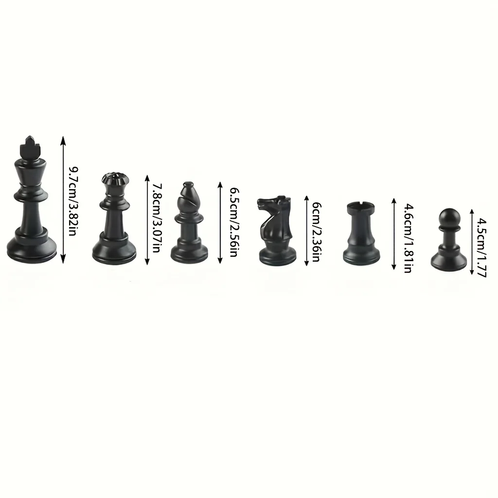 32pcs Plastic Chess Pieces Black and White Tuba king 9.7cm high Magnetic Chess Set Board Game