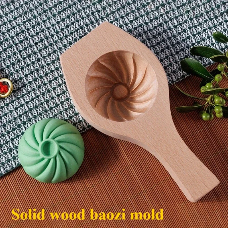 New solid wood hand made stuffed bun pattern Mantou mold is suitable for novices to make hand made steamed bun pasta