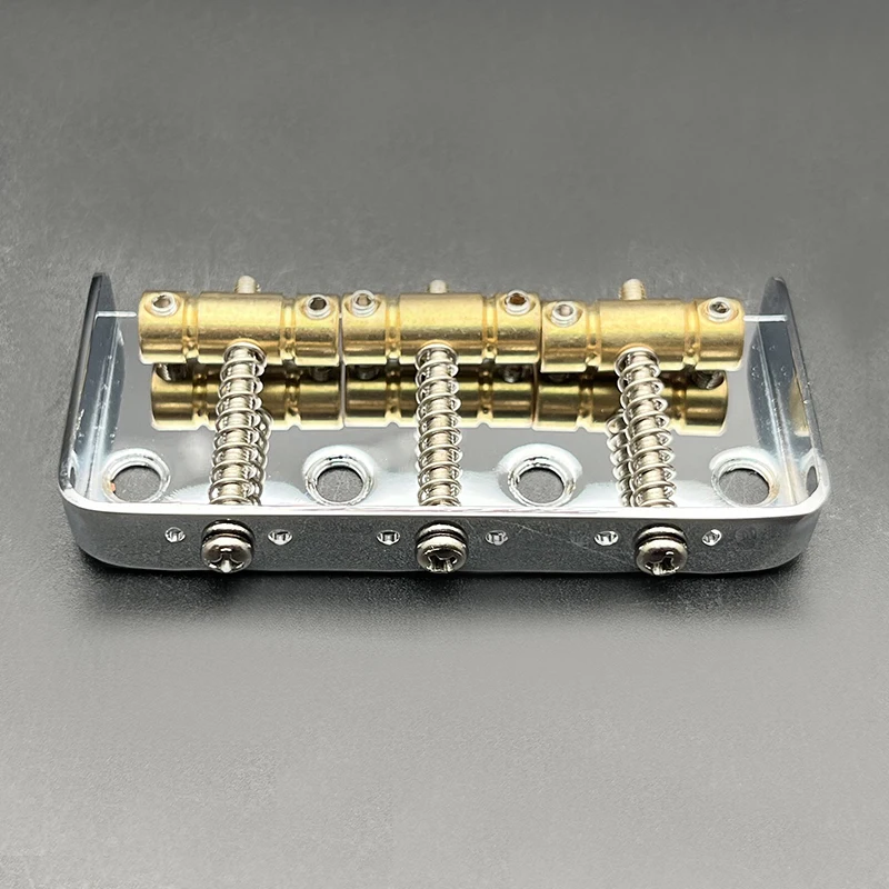 Short Tele Bridge Brass 3-Saddles for TL Style 76.5x35.5mm Chrome Electric Guitar Bridge